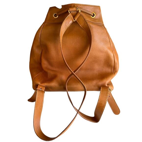 Vintage Authenticated Gucci Leather Bucket Style Backpack Carmel Brown - Picture 4 of 16